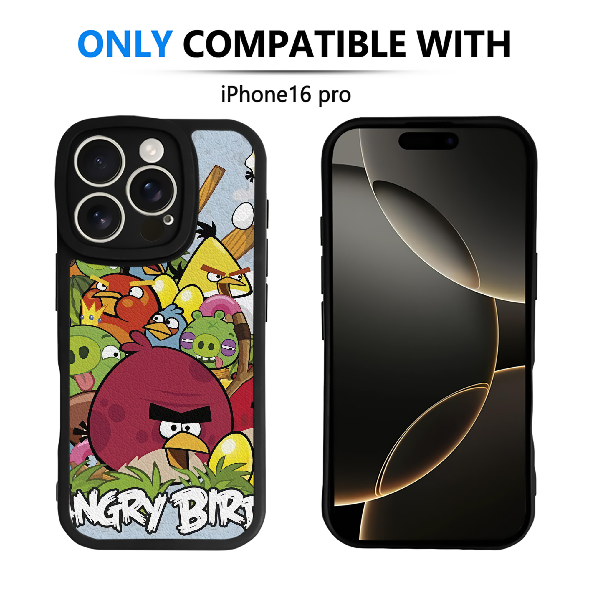 （画像用） Angry Birds アングリーバード 【iPhone 16シリーズ対応】シリコンスマホケース（レザー調） 材質：シリコン